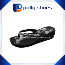 Sandalias de playa de cuña con plataforma Flip Flop con tanga negra Nuevo